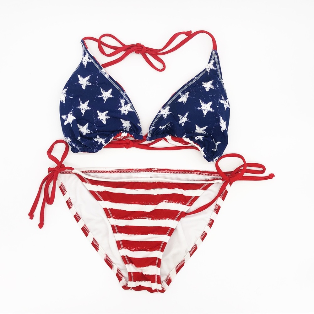 Xhilaration Red White Blue American Flag Triangle Bikini